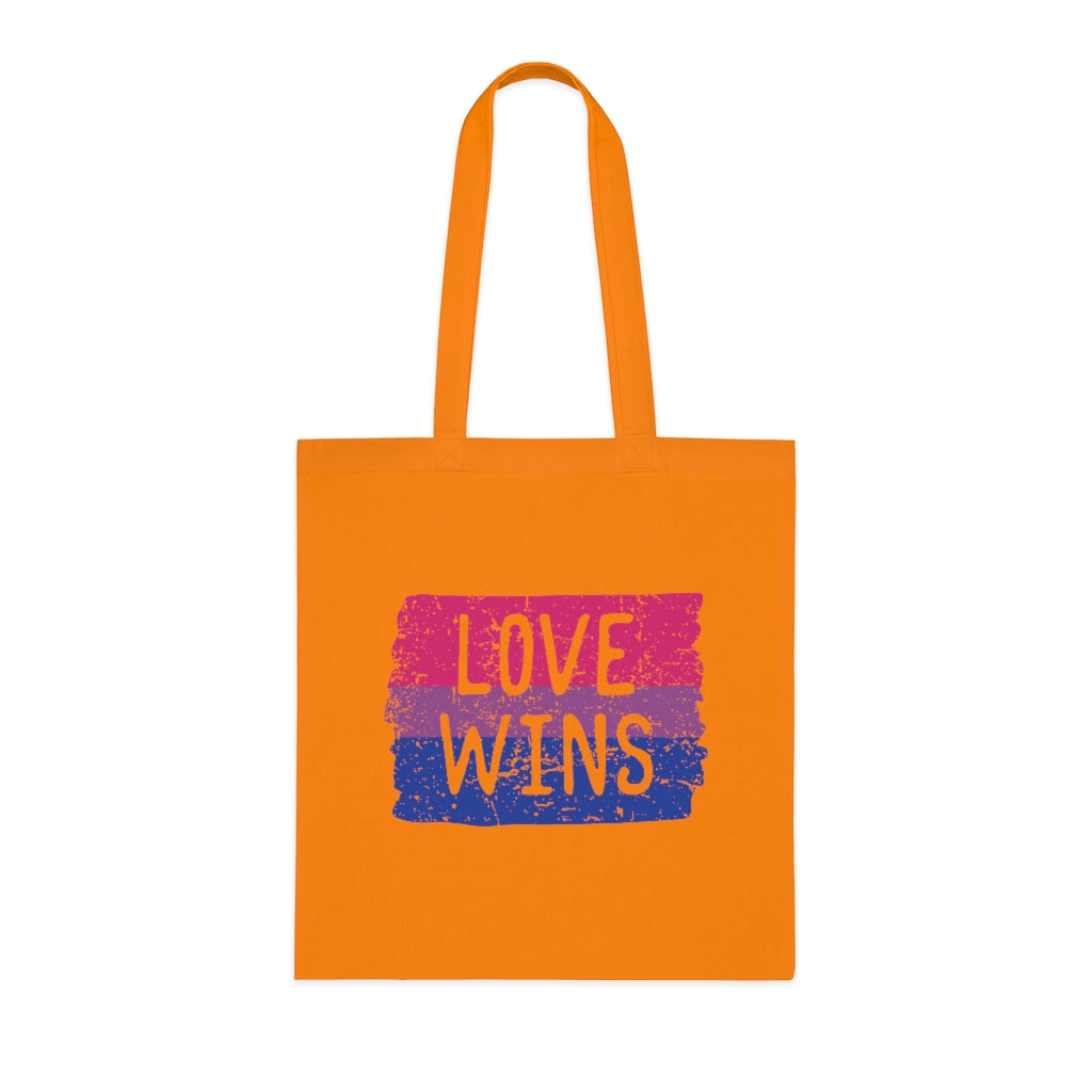 "Love Wins" Bisexual Flag Cotton Tote Bag
