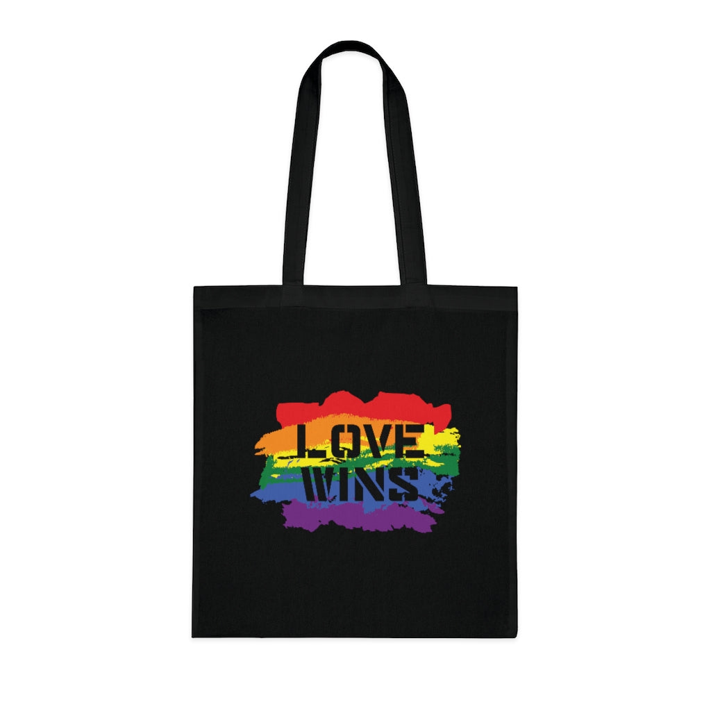 "Love Wins" Rainbow Cotton Tote Bag