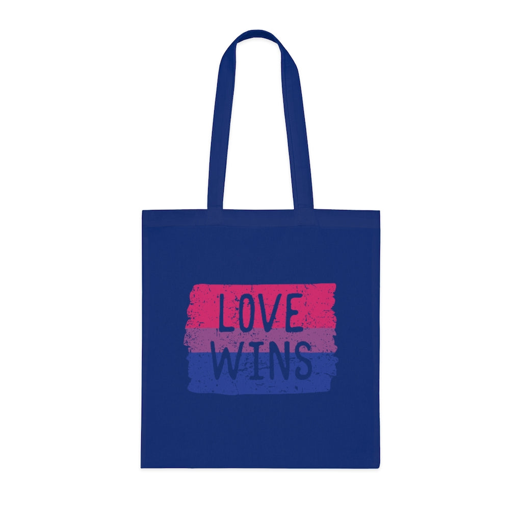 "Love Wins" Bisexual Flag Cotton Tote Bag